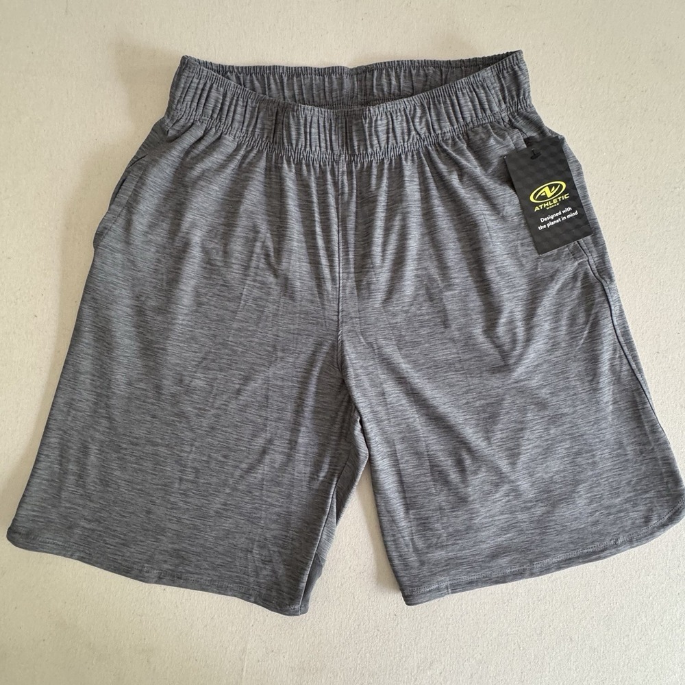 Athletic Works DriWorks Mens Heather Gray Gym Shorts Pockets Small (28-30)